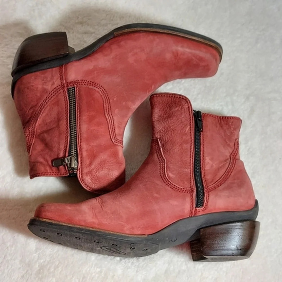 Wolky Alpine Red Distressed Leather Double Zip Square Toe Ankle Boots - Picture 12 of 14